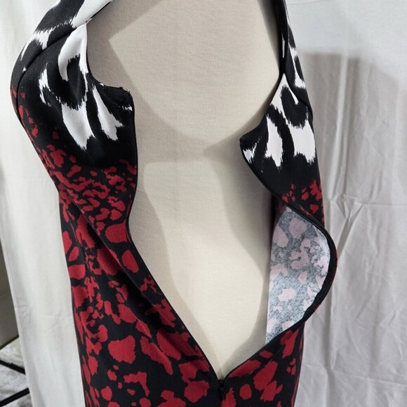 Chico's Black Red White Abstract Animal Print Cap Sleeve Sheath Dress Party - Picture 5 of 7